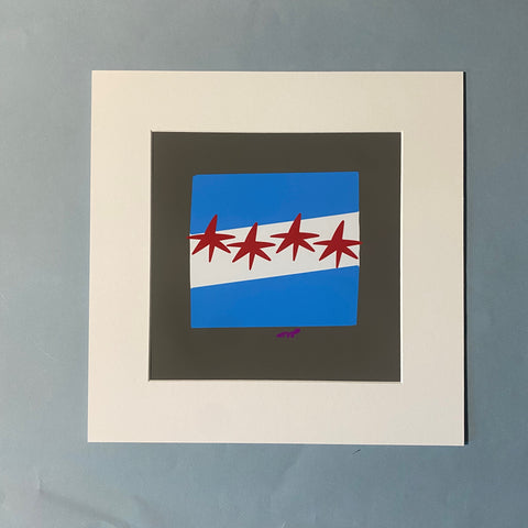 "Chicago Flag." Matted Print