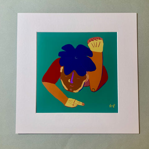 "Playful." Matted Print