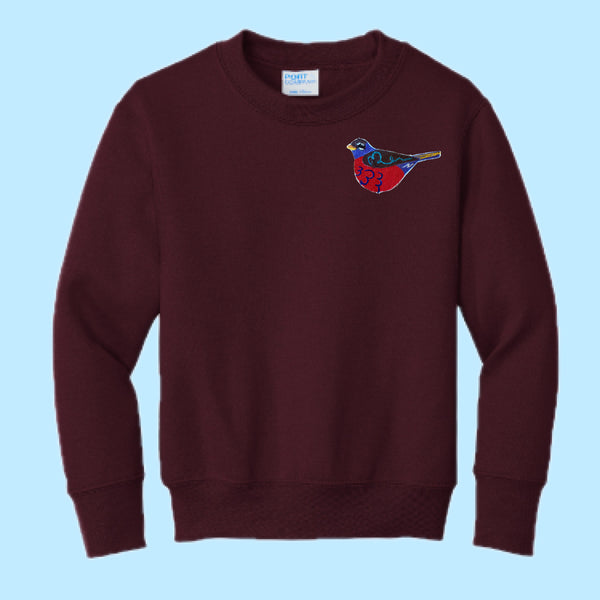 "Robin." Embroidered Patch Unisex Youth Sweatshirt