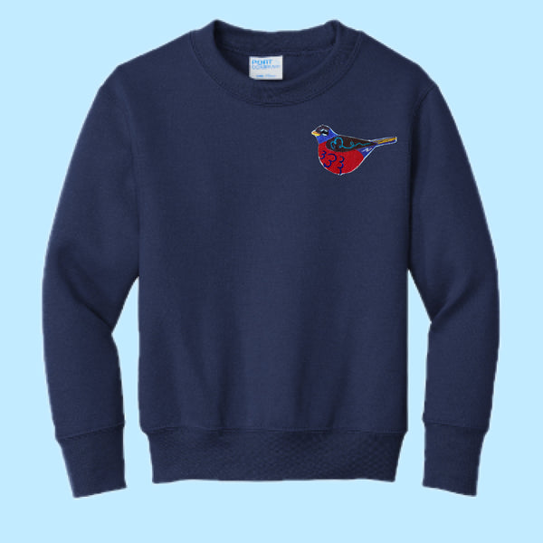 "Robin." Embroidered Patch Unisex Youth Sweatshirt