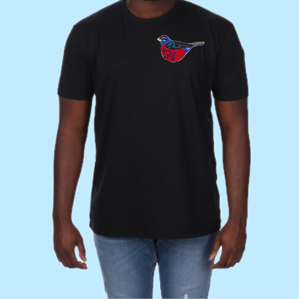 "Robin." Embroidered Patch Unisex Adult T-shirt