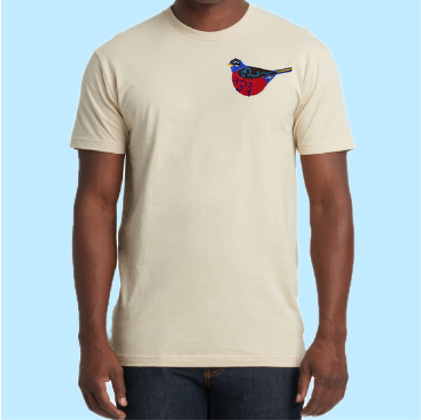 "Robin." Embroidered Patch Unisex Adult T-shirt