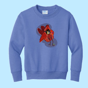 "Cardinal." Hand Pressed Graphic Art Sweatshirt (Youth)