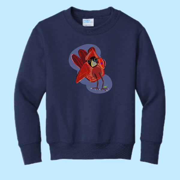 "Cardinal." Hand Pressed Graphic Art Sweatshirt (Youth)