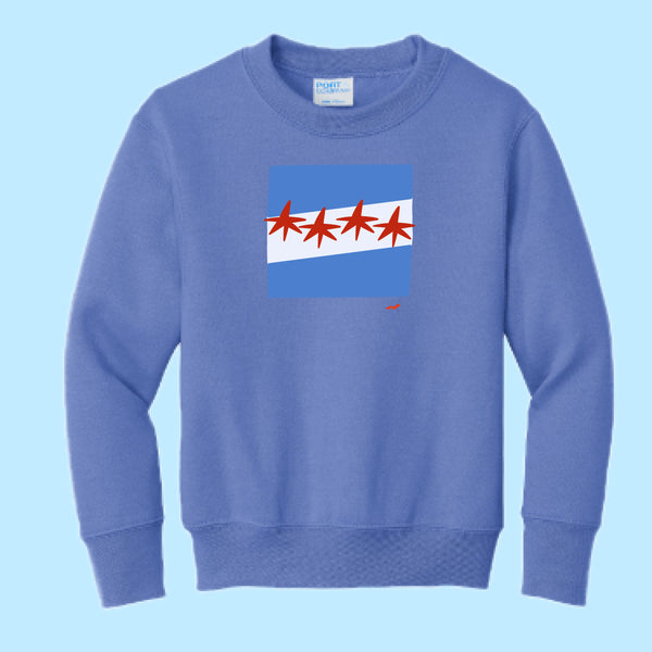 "Chicago Flag." Hand Pressed Graphic Art Sweatshirt (Youth)