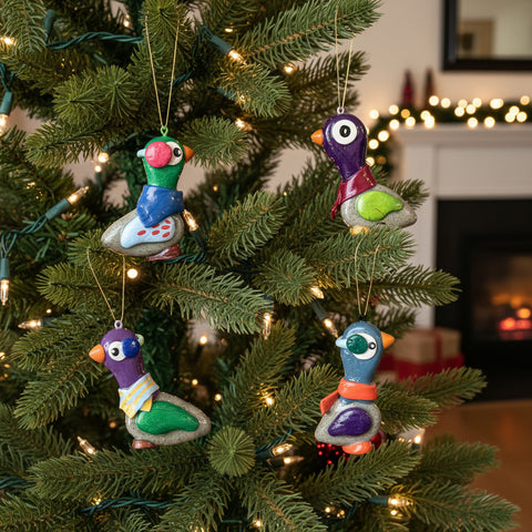 Winter Pigeon Hand Sculpted Ornament