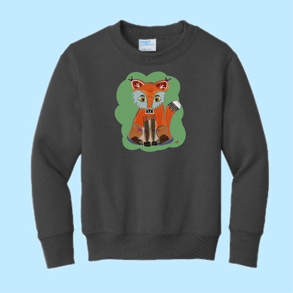 "Fox." Hand Pressed Graphic Art Sweatshirt (Youth)