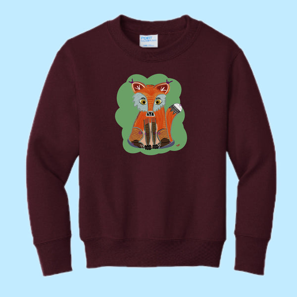 "Fox." Hand Pressed Graphic Art Sweatshirt (Youth)