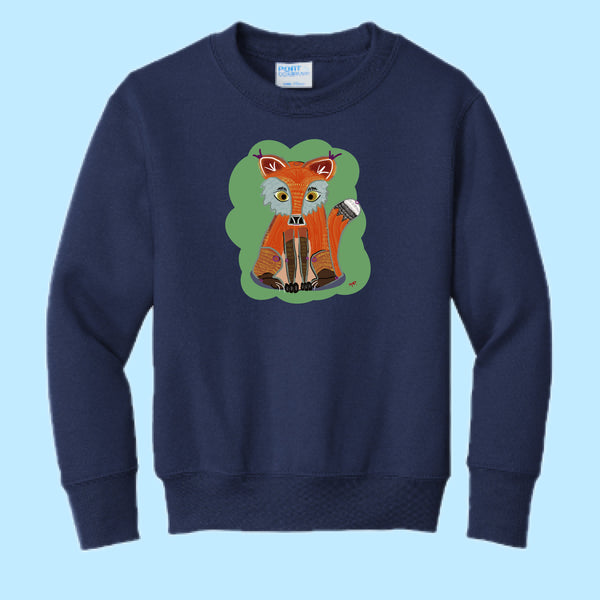 "Fox." Hand Pressed Graphic Art Sweatshirt (Youth)