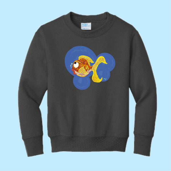 "Goldfish." Hand Pressed Graphic Art Sweatshirt (Youth)