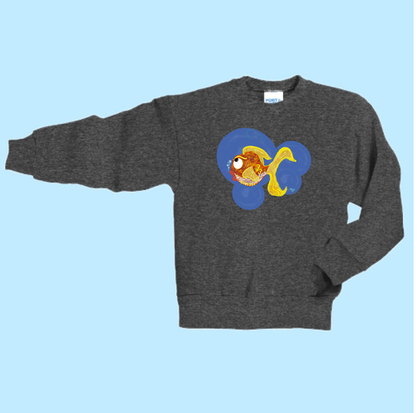 "Goldfish." Hand Pressed Graphic Art Sweatshirt (Youth)