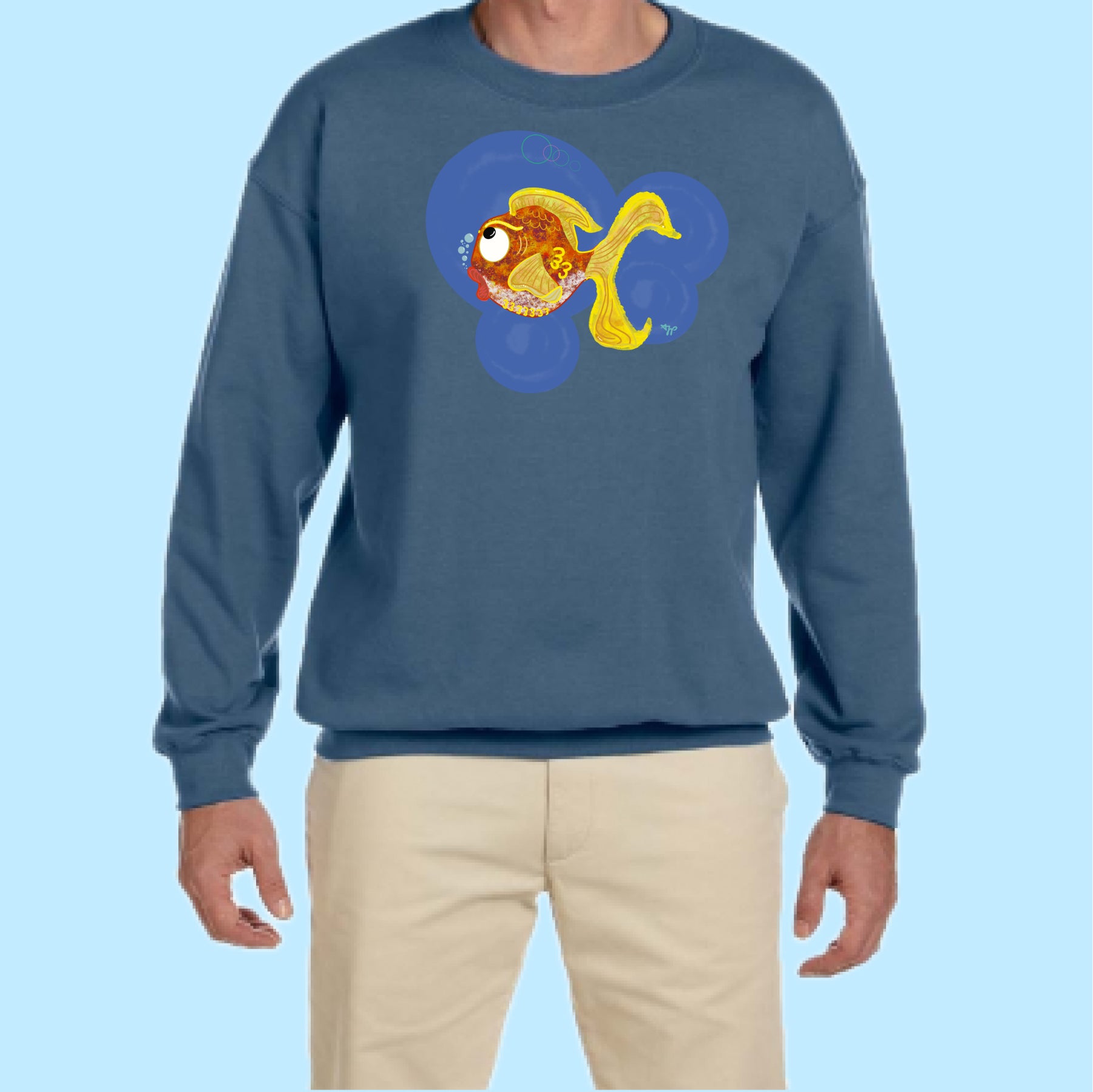 "Goldifish." Hand Pressed Graphic Art Sweatshirt