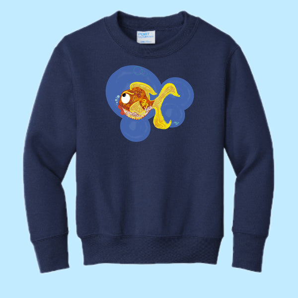 "Goldfish." Hand Pressed Graphic Art Sweatshirt (Youth)