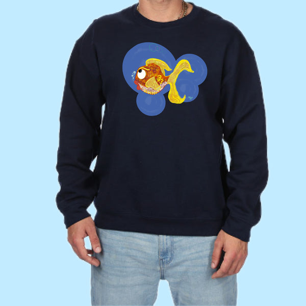 "Goldifish." Hand Pressed Graphic Art Sweatshirt