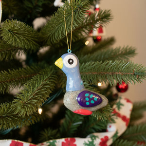 Gray Pigeon Hand Sculpted Ornament