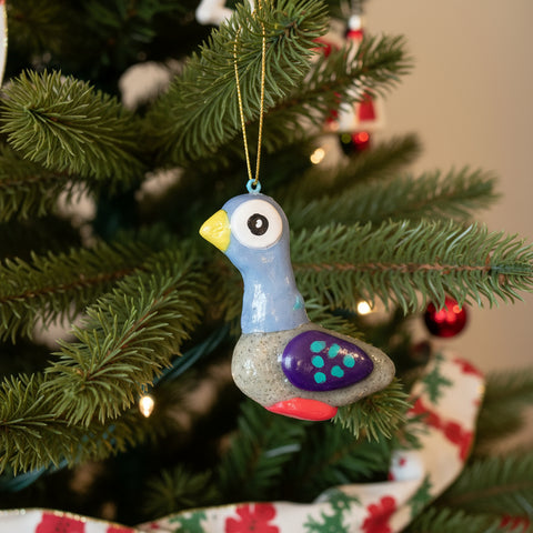 Gray Pigeon Hand Sculpted Ornament