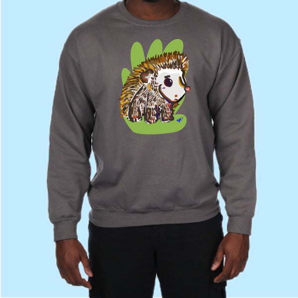 "Hedgehog." Hand Pressed Graphic Art Sweatshirt