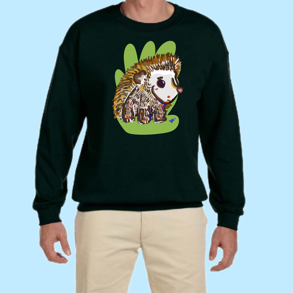 "Hedgehog." Hand Pressed Graphic Art Sweatshirt