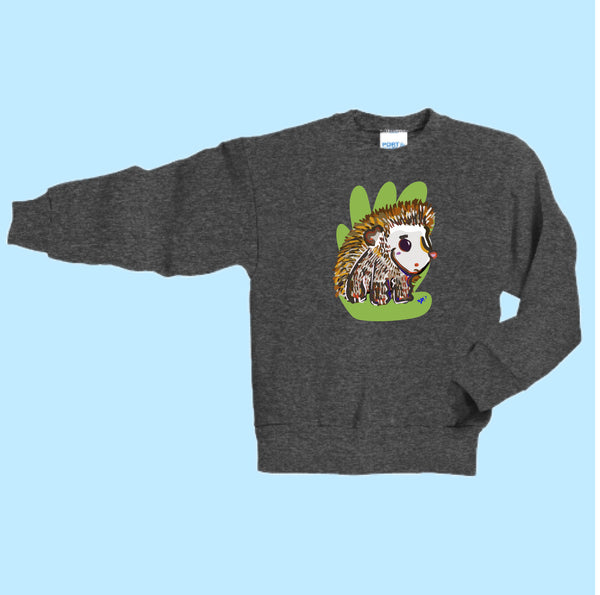 "Hedgehog." Hand Pressed Graphic Art Sweatshirt (Youth)