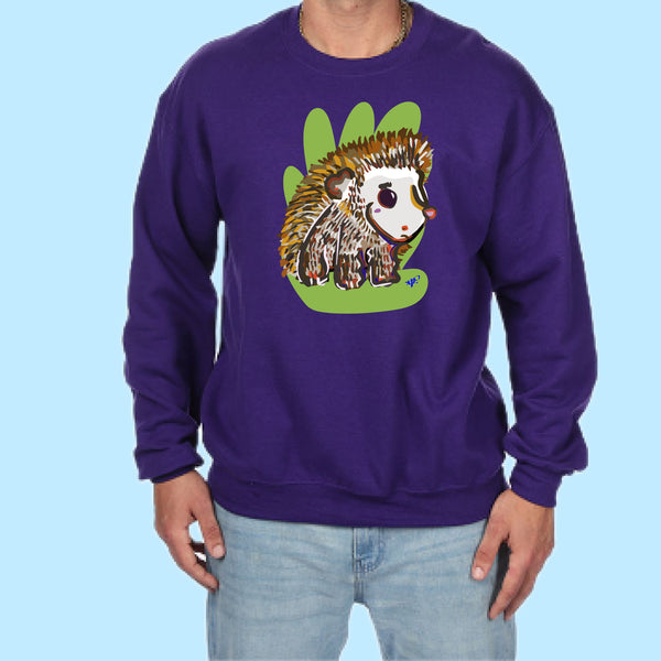 "Hedgehog." Hand Pressed Graphic Art Sweatshirt