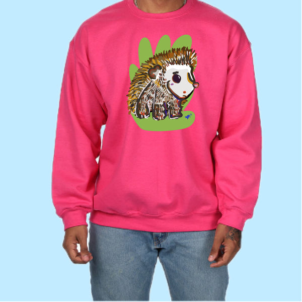 "Hedgehog." Hand Pressed Graphic Art Sweatshirt