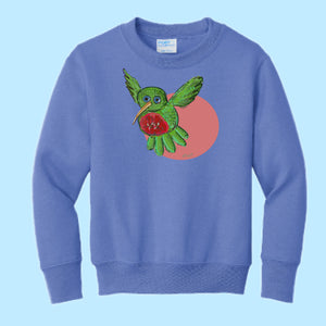 "Hummingbird." Hand Pressed Graphic Art Sweatshirt (Youth)