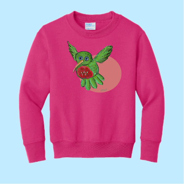 "Hummingbird." Hand Pressed Graphic Art Sweatshirt (Youth)