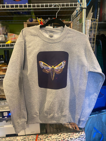 Moth Hand Pressed Graphic Art Sweatshirt