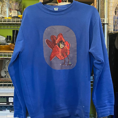 "Cardinal" Print Hand Pressed Graphic Art Sweatshirt