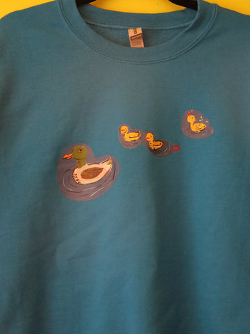 Ducklings Hand Pressed Graphic Art Sweatshirt