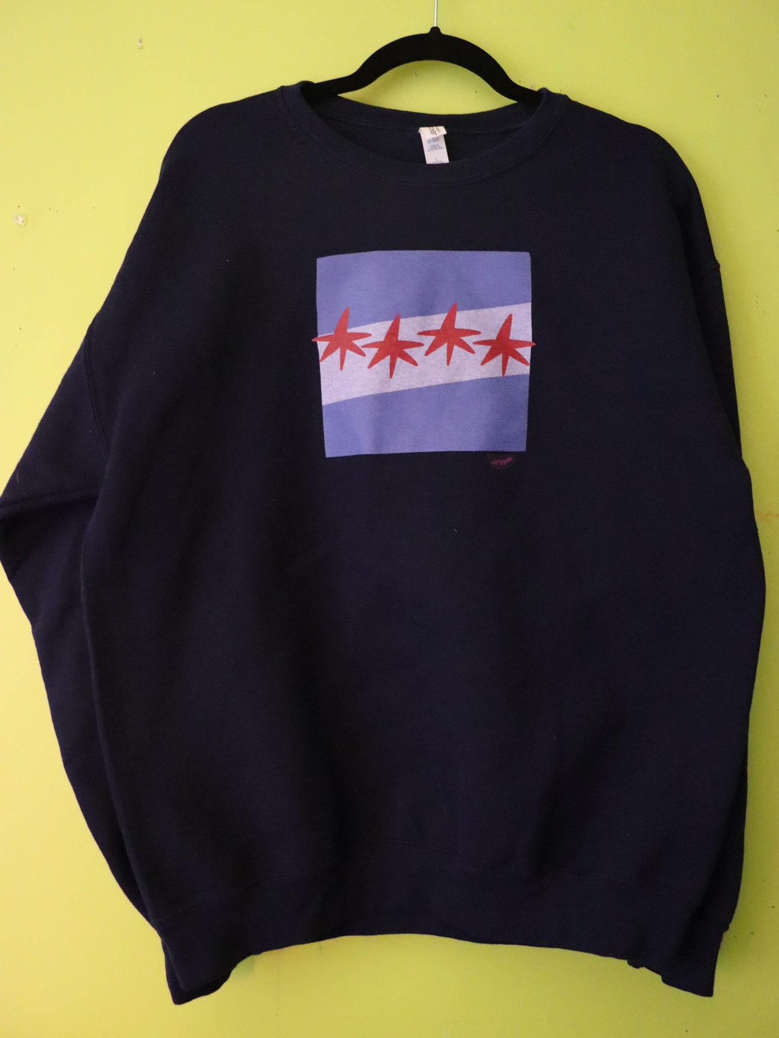 "Chicago Flag." Hand Pressed Graphic Art Sweatshirt