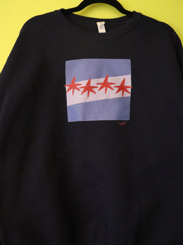 "Chicago Flag." Hand Pressed Graphic Art Sweatshirt