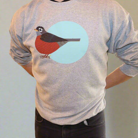 "Robin." Print Hand Pressed Graphic Art Sweatshirt