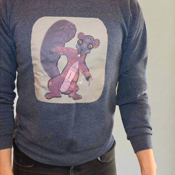 "Squirrley." Print Hand Pressed Graphic Art Sweatshirt