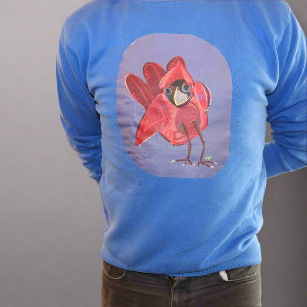 "Cardinal" Print Hand Pressed Graphic Art Sweatshirt