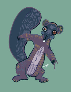 "Squirrely." Matted Print