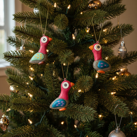 Pink Pigeon Hand Sculpted Ornament
