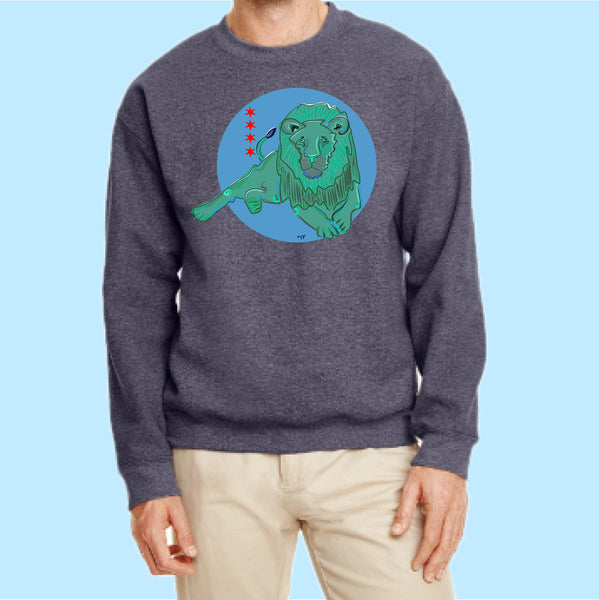 "Lion" Print Hand Pressed Graphic Art Sweatshirt