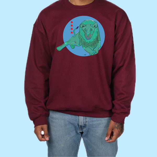 "Lion" Print Hand Pressed Graphic Art Sweatshirt