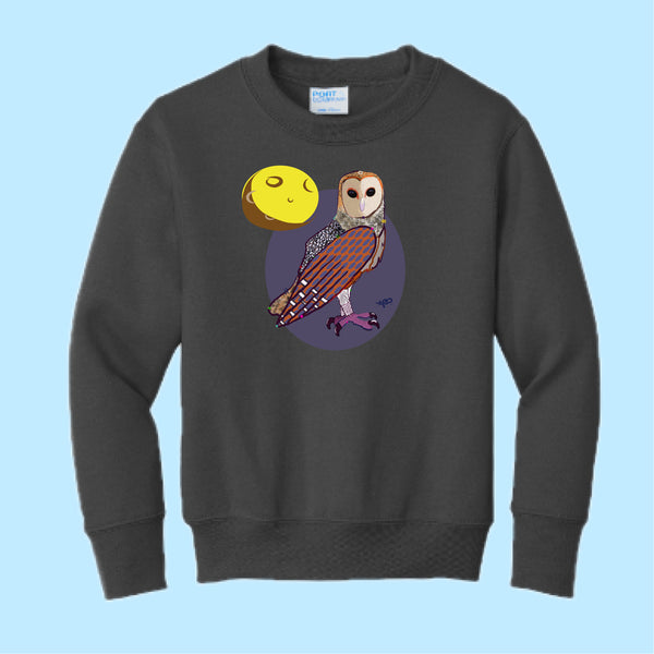 "Owl." Hand Pressed Graphic Art Sweatshirt (Youth)