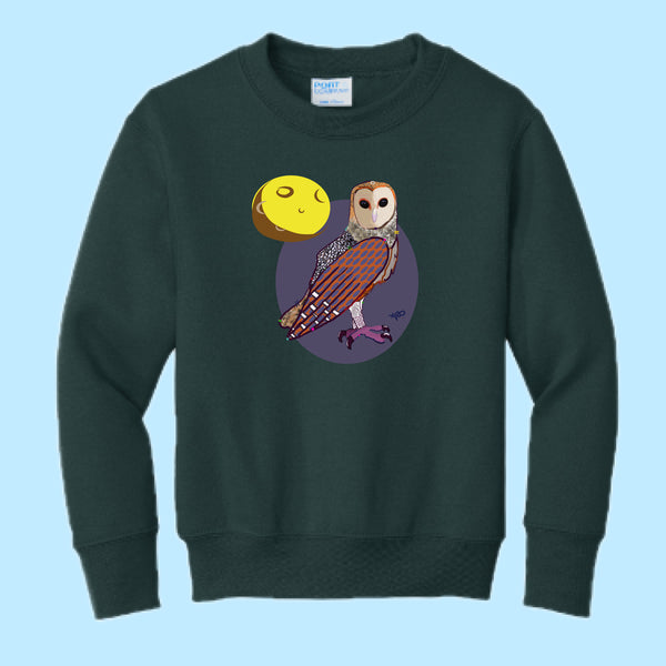 "Owl." Hand Pressed Graphic Art Sweatshirt (Youth)