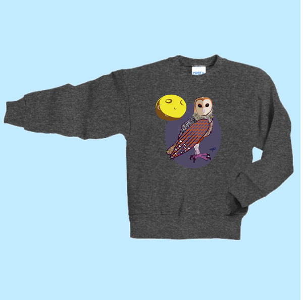 "Owl." Hand Pressed Graphic Art Sweatshirt (Youth)