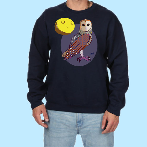 "Owl." Hand Pressed Graphic Art Sweatshirt