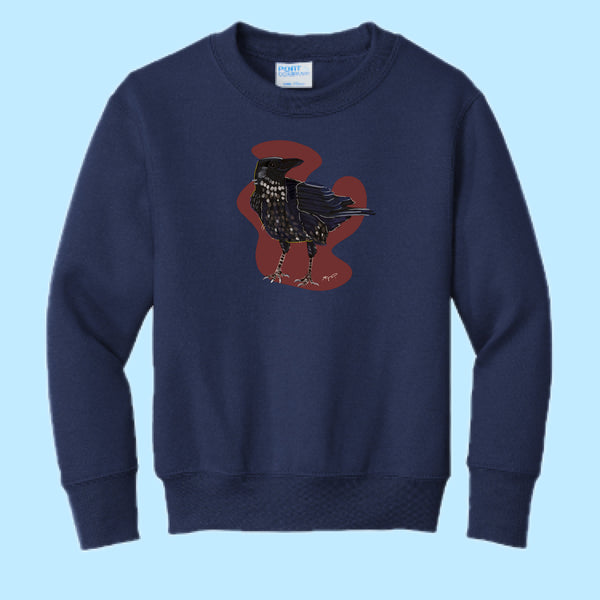 "Raven." Hand Pressed Graphic Art Sweatshirt (Youth)