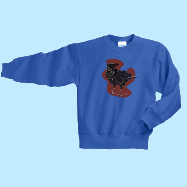 "Raven." Hand Pressed Graphic Art Sweatshirt (Youth)