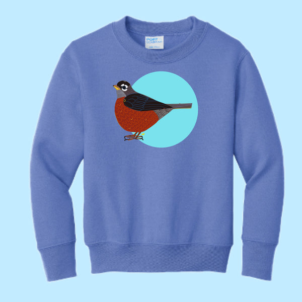 "Robin." Hand Pressed Graphic Art Sweatshirt (Youth)