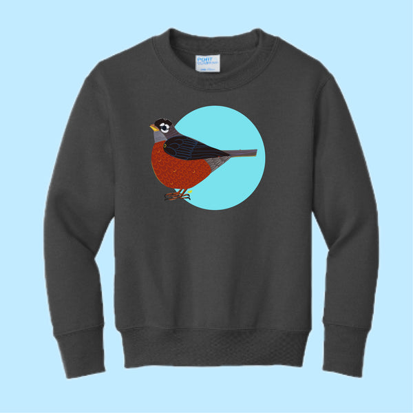 "Robin." Hand Pressed Graphic Art Sweatshirt (Youth)