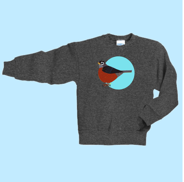 "Robin." Hand Pressed Graphic Art Sweatshirt (Youth)