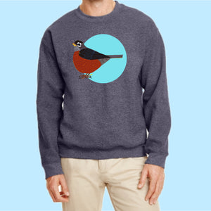 "Robin." Print Hand Pressed Graphic Art Sweatshirt
