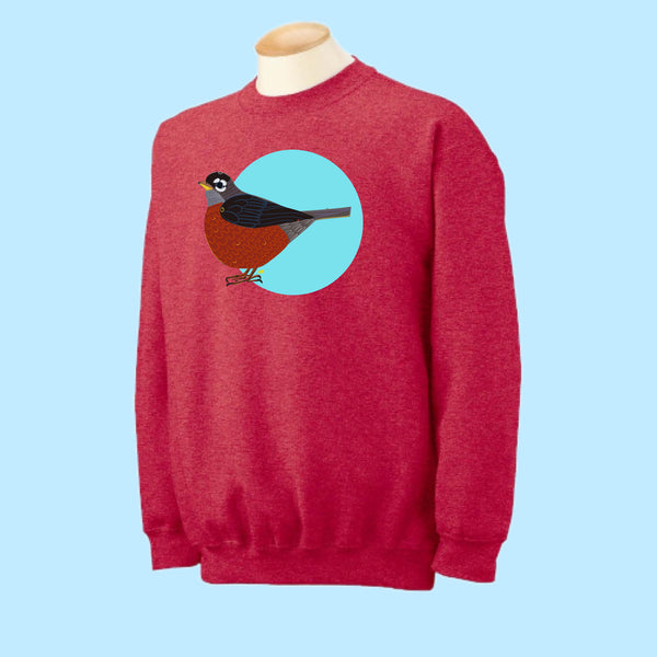 "Robin." Print Hand Pressed Graphic Art Sweatshirt